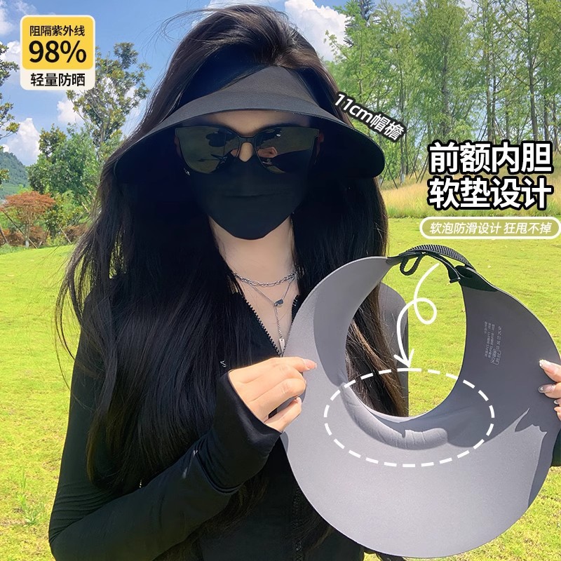 加大帽檐防晒帽女夏季显脸小运动遮阳运动遮脸防紫外线一体太阳帽