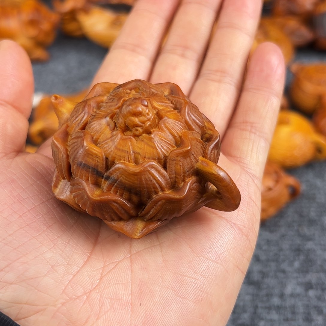 柏木太行崖柏溏心手把件壶