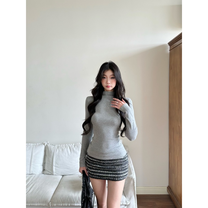 withmin凉皮 秋冬半高领修身显瘦保暖轻柔肤感打底上衣N2600495