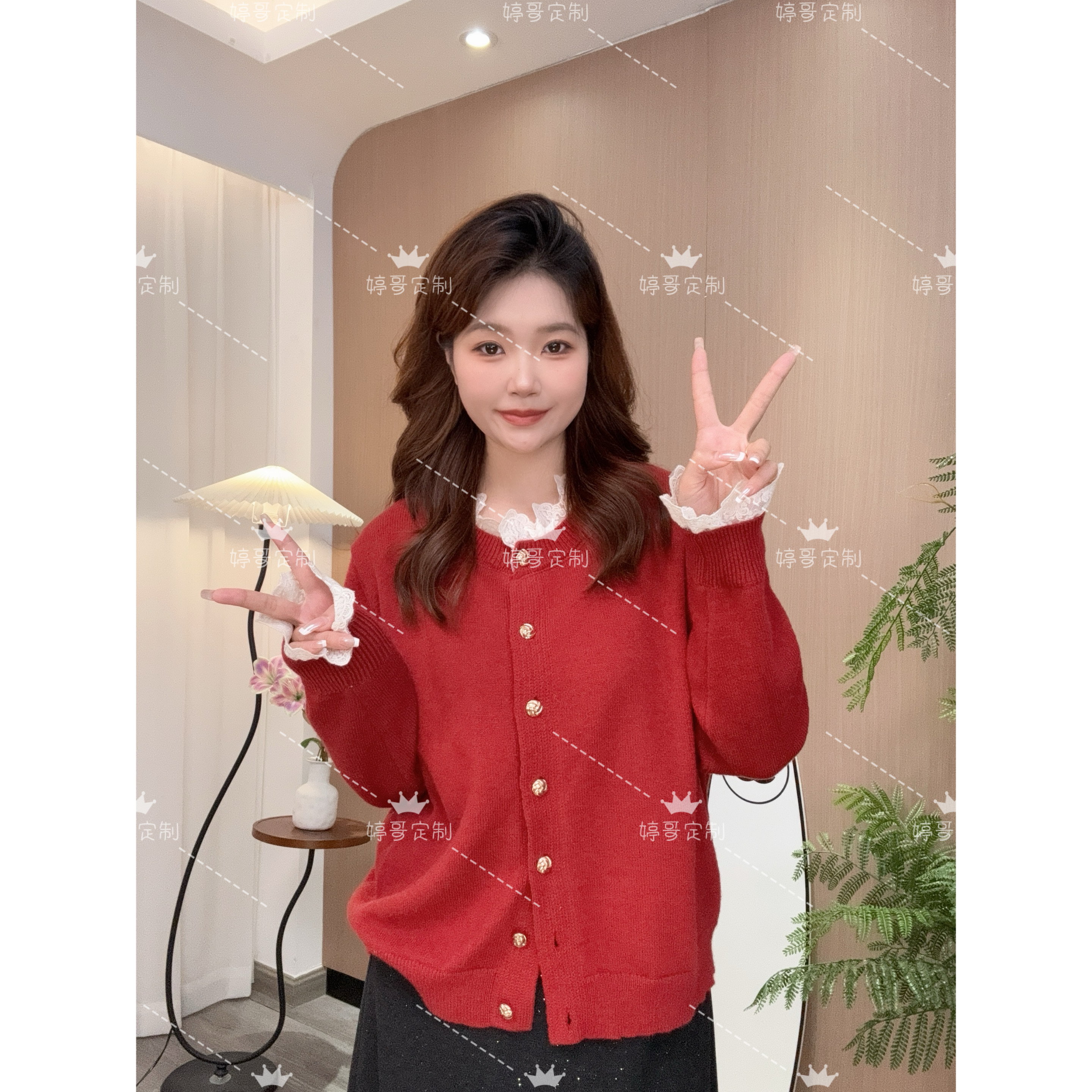 【婷哥定制 晚风落叶】秋冬新款大码女装毛针织衫显瘦上衣TGW41269