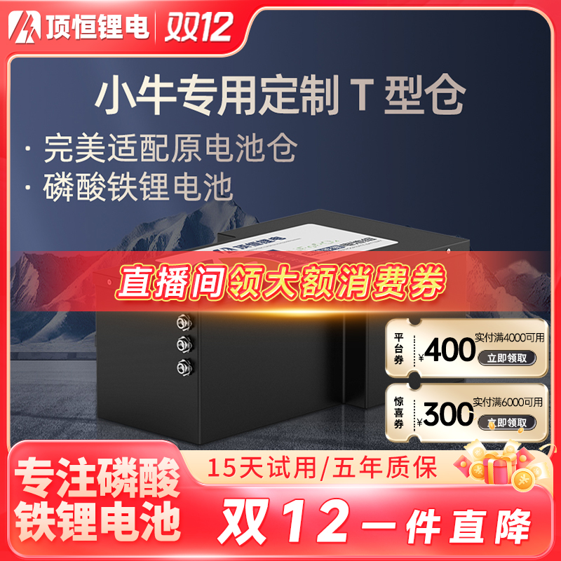 顶恒磷酸铁锂电池小牛热门t型仓专用适配原t形二轮电动车锂电池