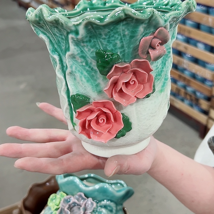 有孔.凑满10元发货多肉陶瓷花盆！