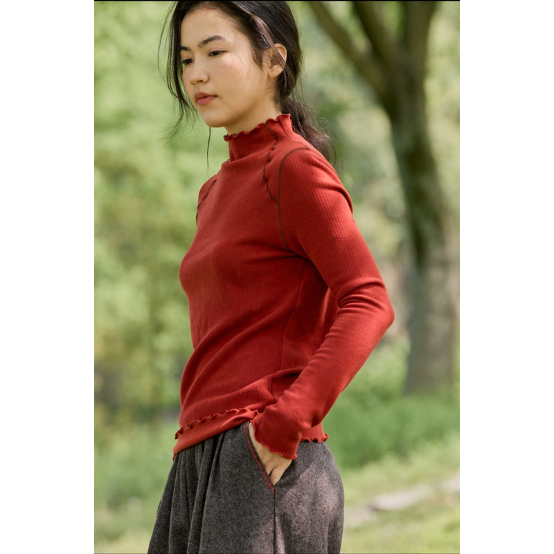 【蟲子姐姐专属】252-134朵朵可可长袖女半高领本命年T恤内搭秋冬