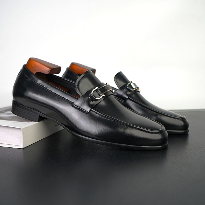 男士套脚皮鞋时尚英伦头层牛皮正装商务德比鞋结婚鞋
