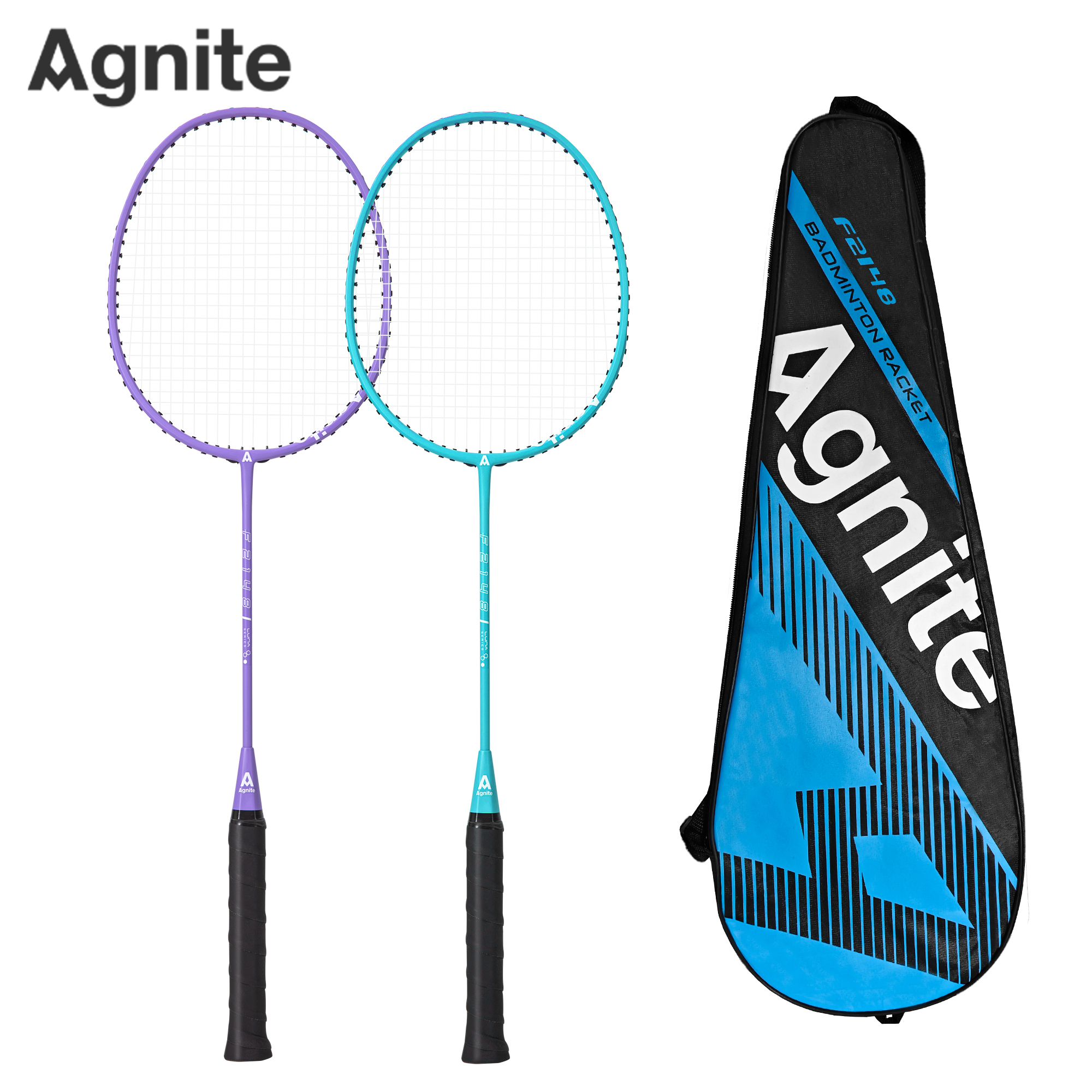 【直播】安格耐特F2148铝一体羽毛球拍(2支/副)(紫+蓝)