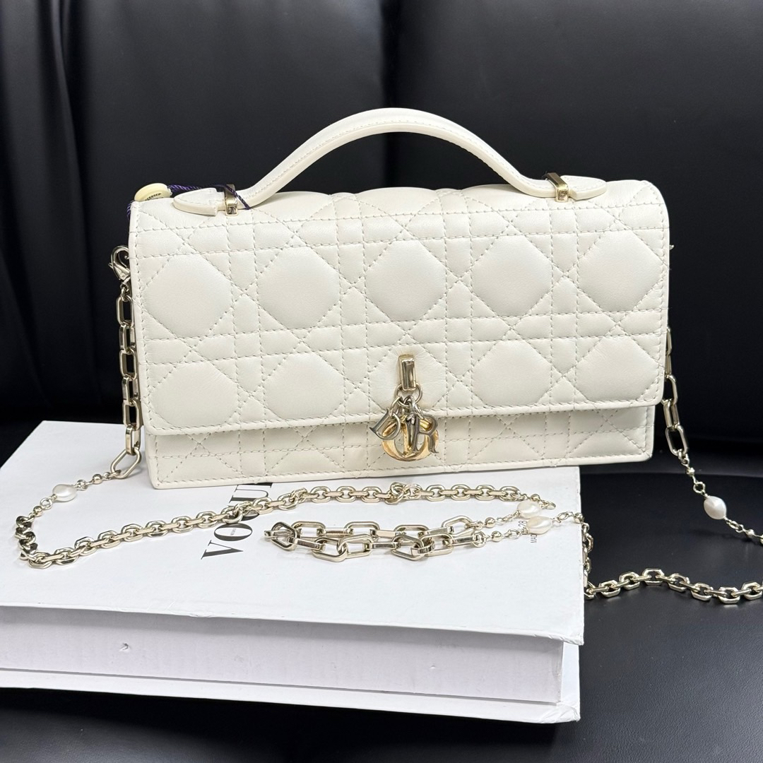 95新 DIOR/迪奥 Dior 白金 羊皮my dior手柄链条包mini/690485490