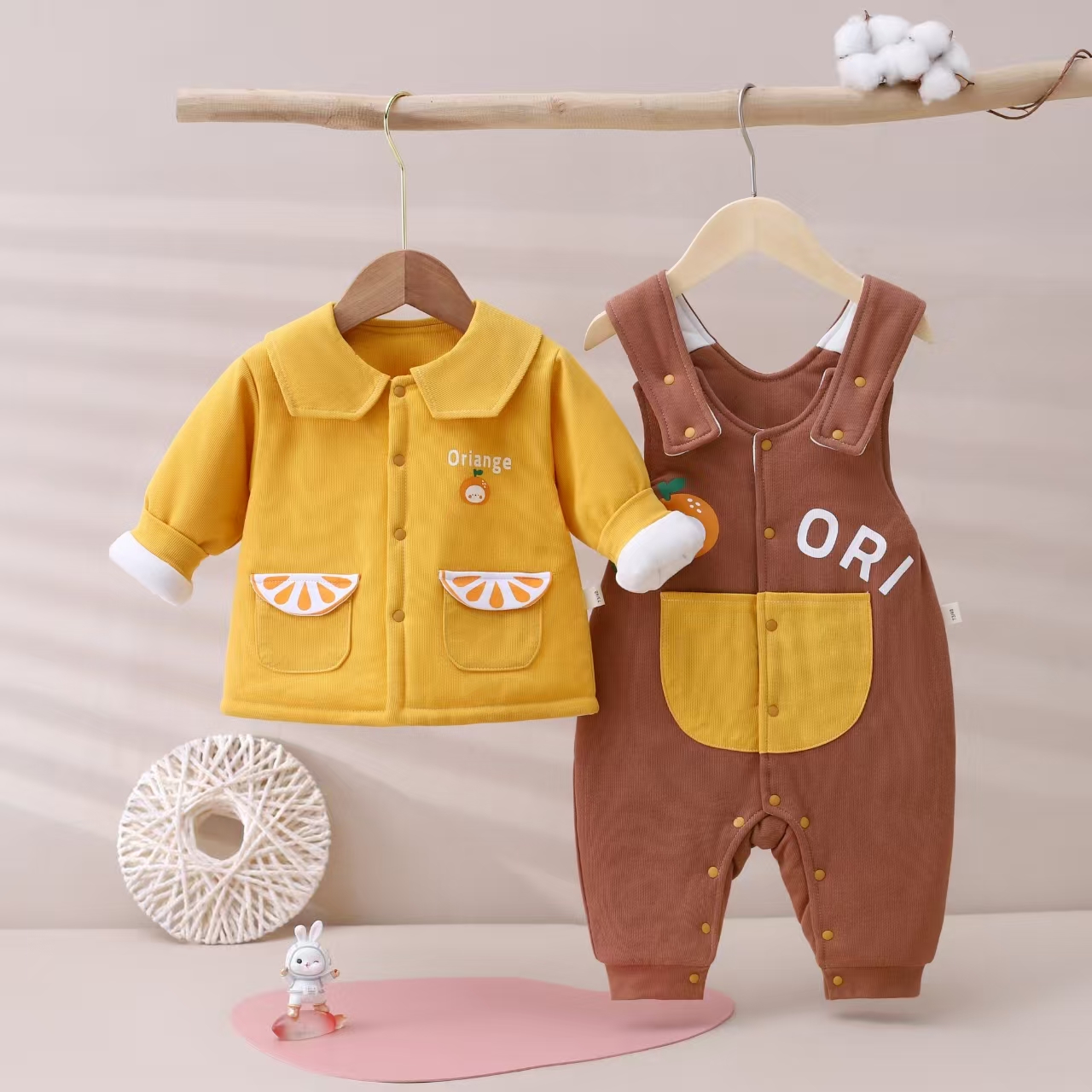 潮童加厚分体120克夹棉背带裤棉衣外套婴儿衣服宝宝冬季衣服