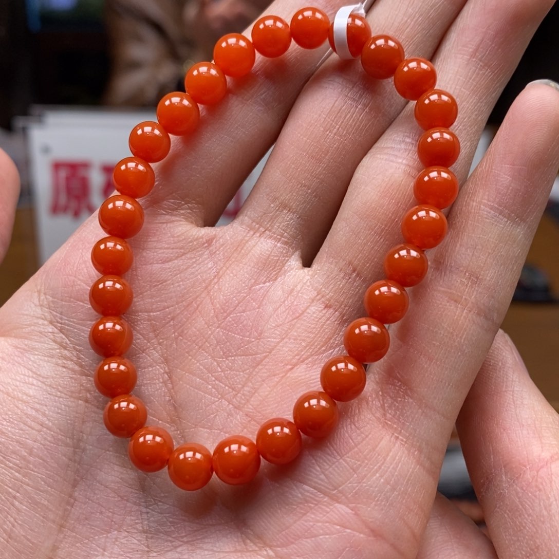 南红玛瑙串未镶嵌6➕冷水河微微瑕