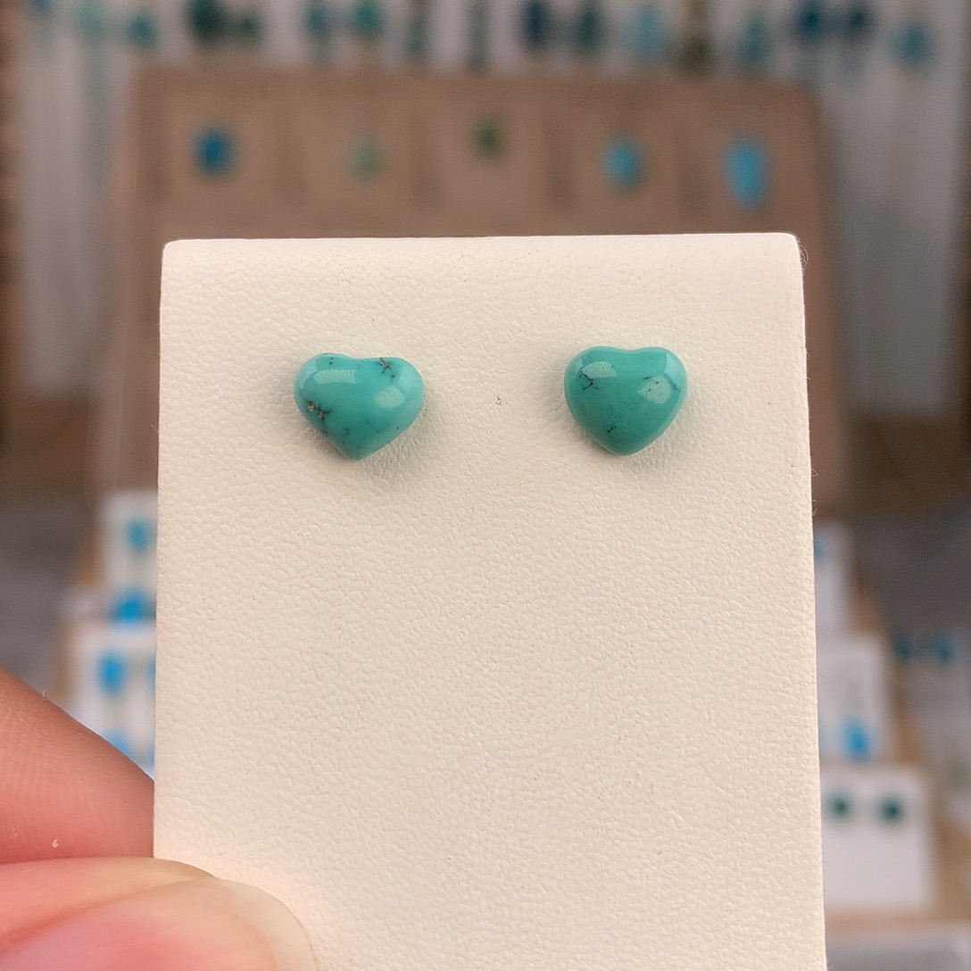 绿松石银S925镶嵌耳饰