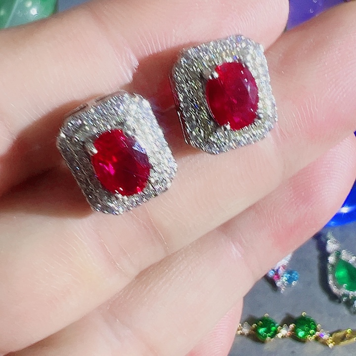 非金属红色蓝色满钻镶嵌