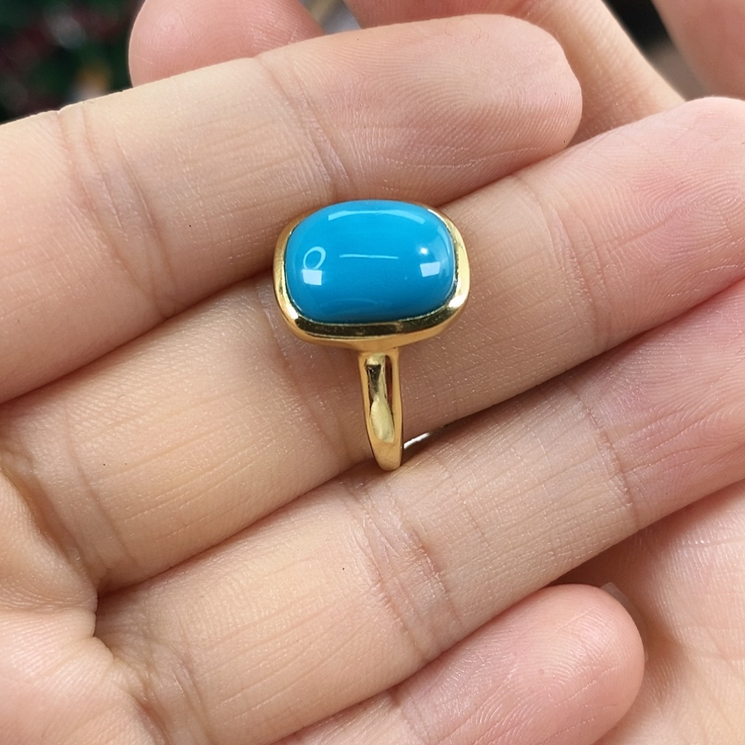 绿松石银S925镀金镶嵌珠宝奇石