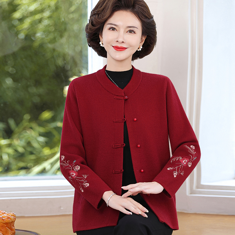 2025年新款针织衫中老年妈妈装奶奶装绣花气质洋气老人秋冬款.009
