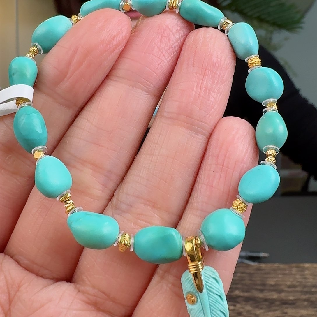 绿松石珠宝奇石18K金镶嵌