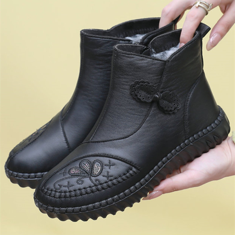 冬季老北京布鞋女棉鞋加绒加厚保暖妈妈鞋子中老年软底防滑棉靴子