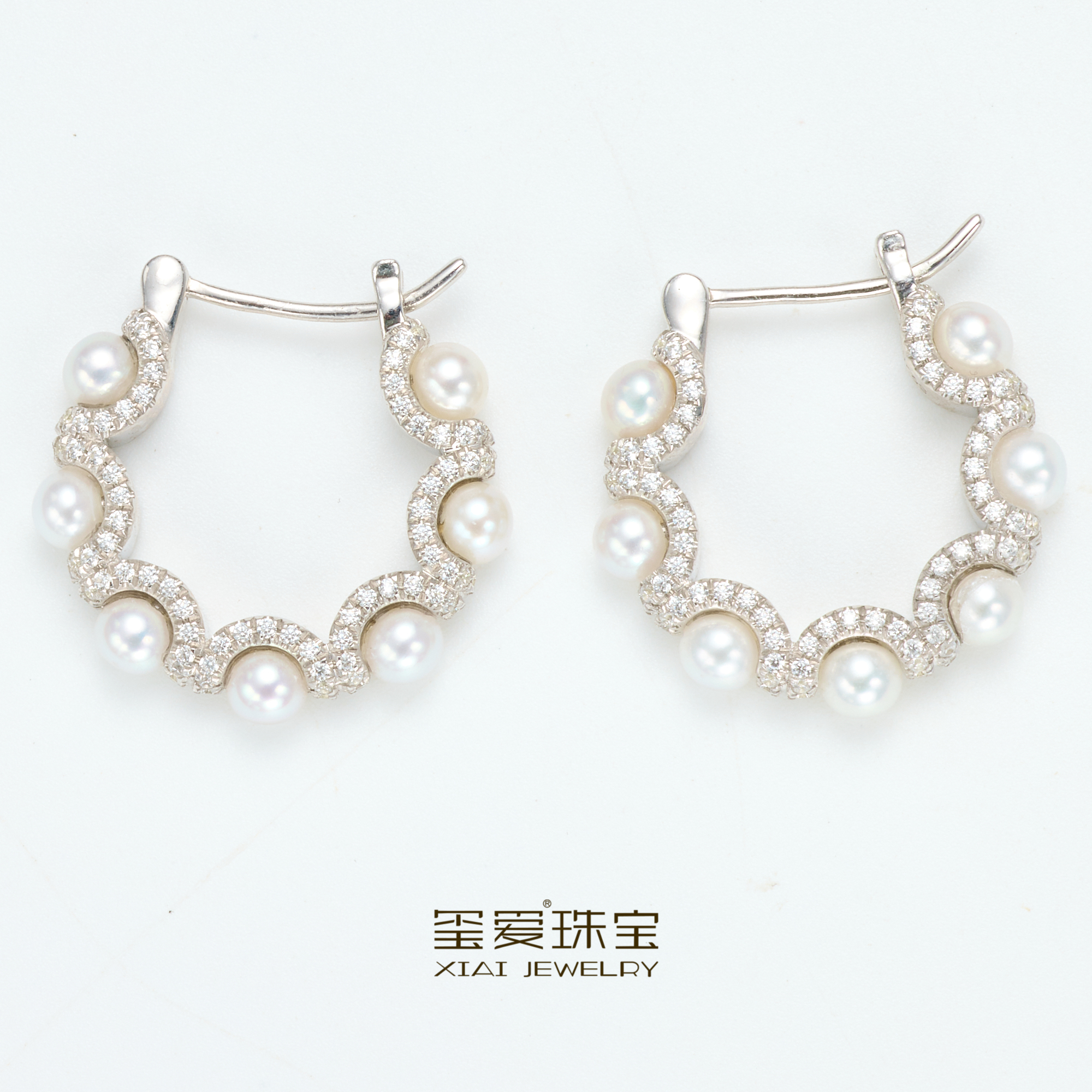 【玺爱门门】 MM-31280 淡水珍珠设计款圈圈耳环 3-4mm 银925