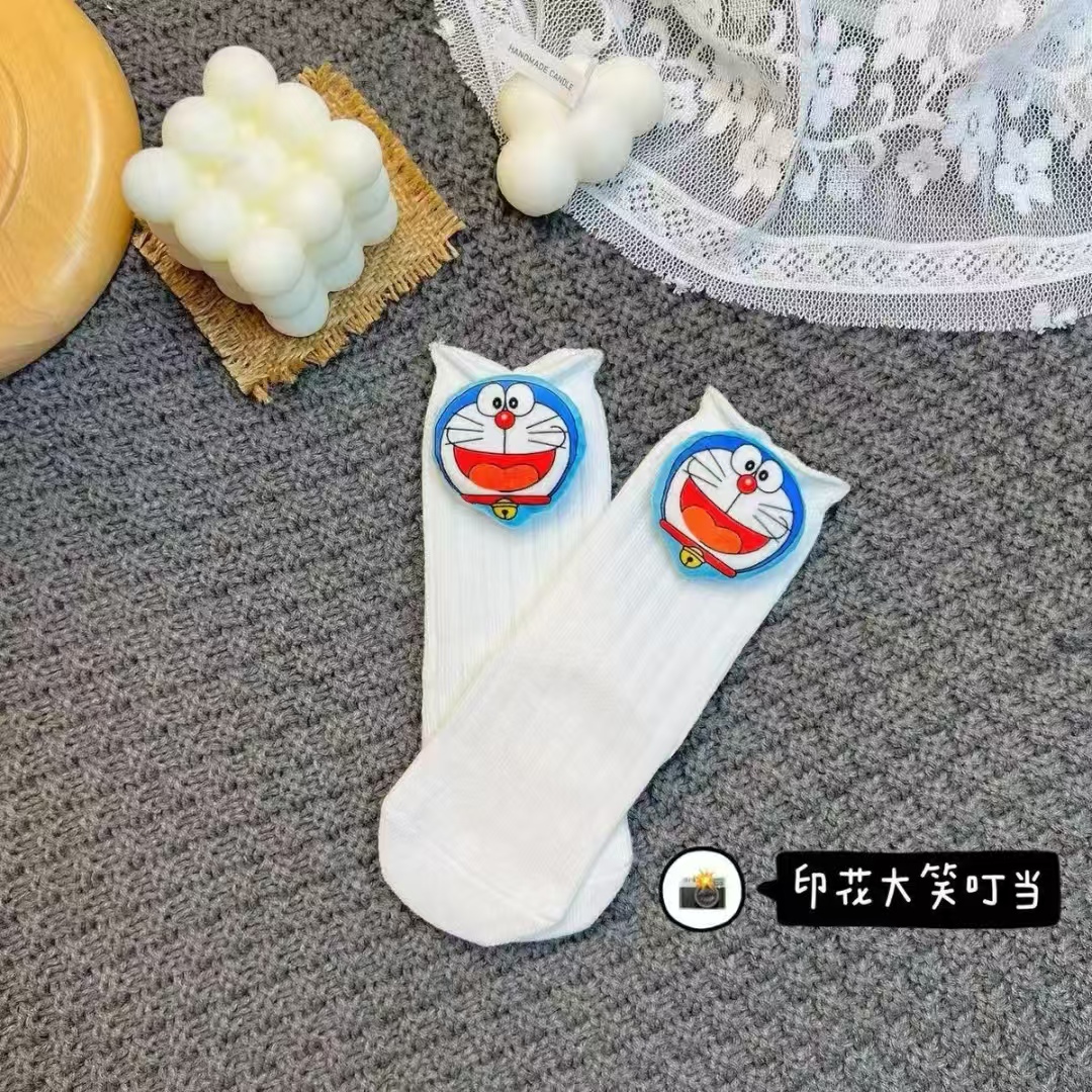 春秋婴儿新生儿松口立体卡通公仔袜男女宝中筒袜