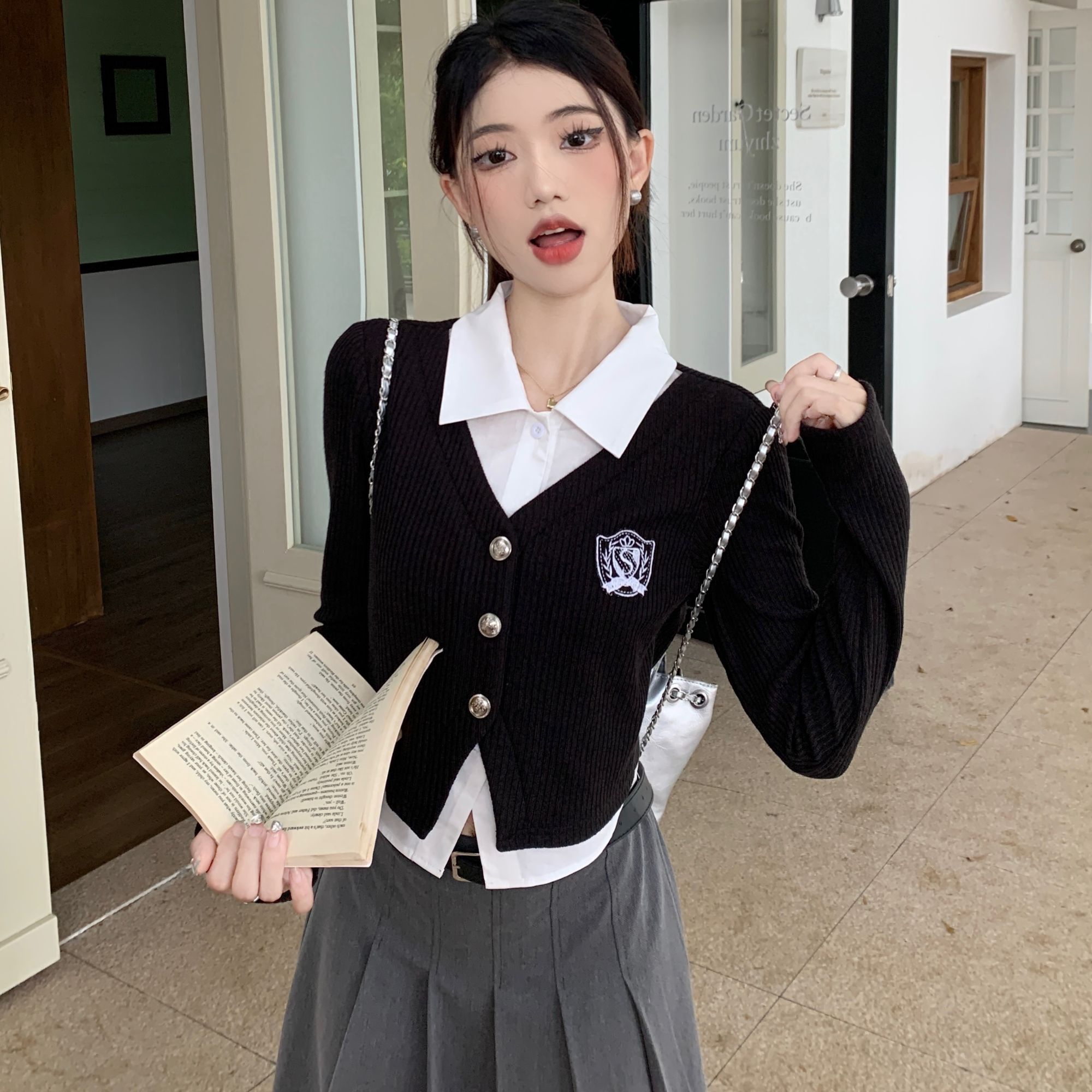 三妹59春秋女士假两件寸衫