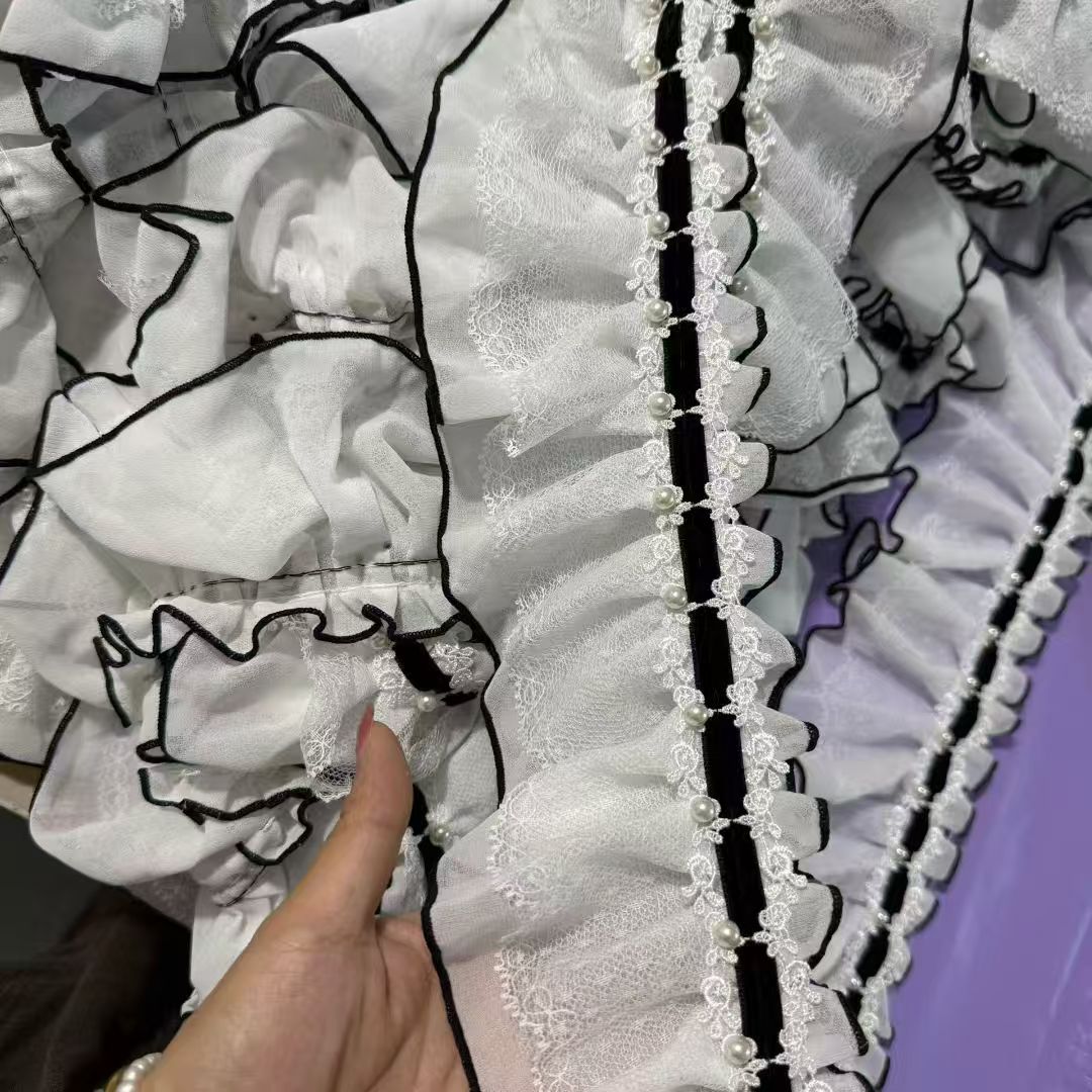 木耳黑边抽带复合成品窗帘花边用于侧边装饰软小香钉珠