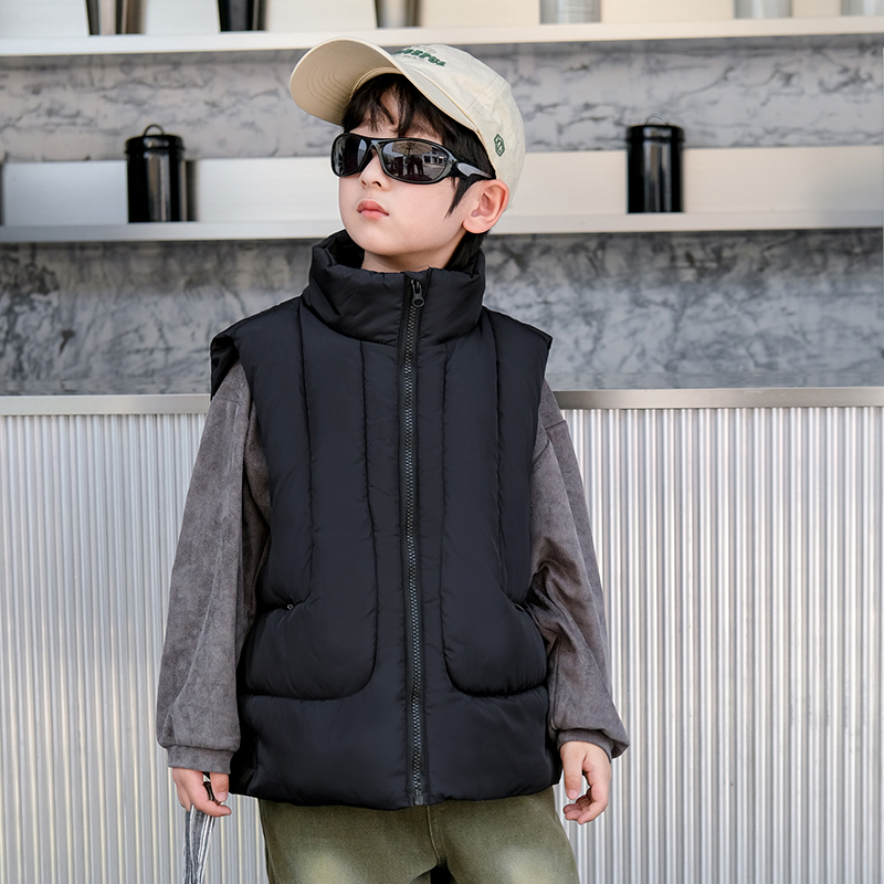 2025新款女男童加厚马甲中小童韩版外套外穿百搭立领秋冬洋气坎肩