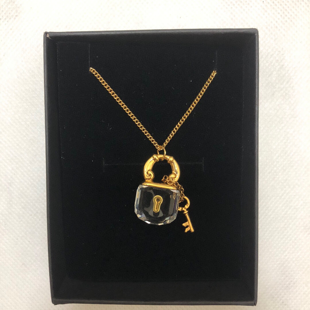 95新 DIOR/迪奥 施华洛世奇金色水晶钥匙锁头锁骨项链