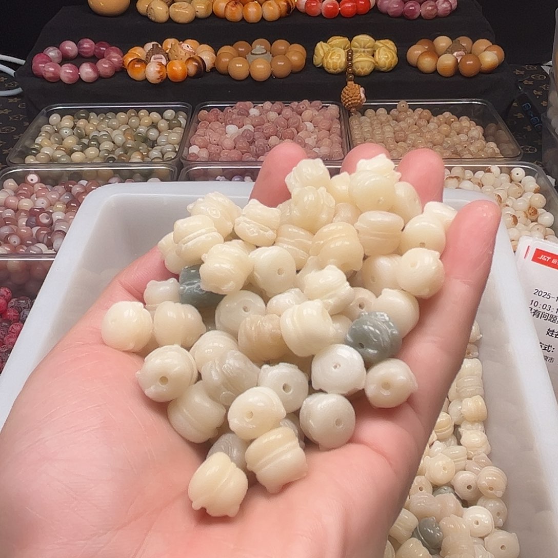 菩提根/象牙果手串100颗冰猫瑕疵会有不通孔