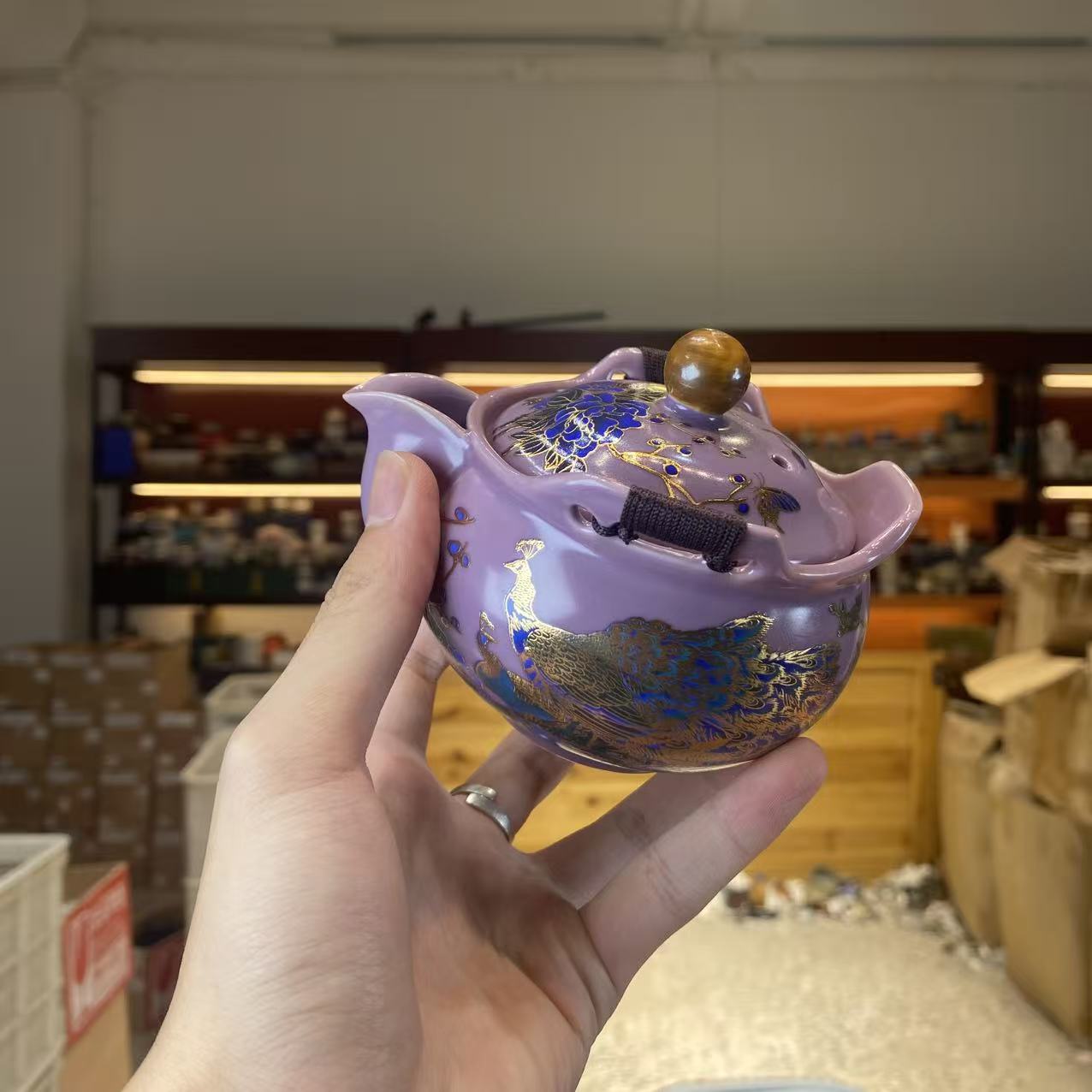 友名 变色仙女紫孔雀宝瓶壶-3230