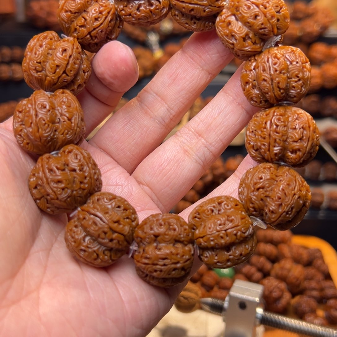 金刚菩提手串喜***糯23尺寸梅花祥云龙珠