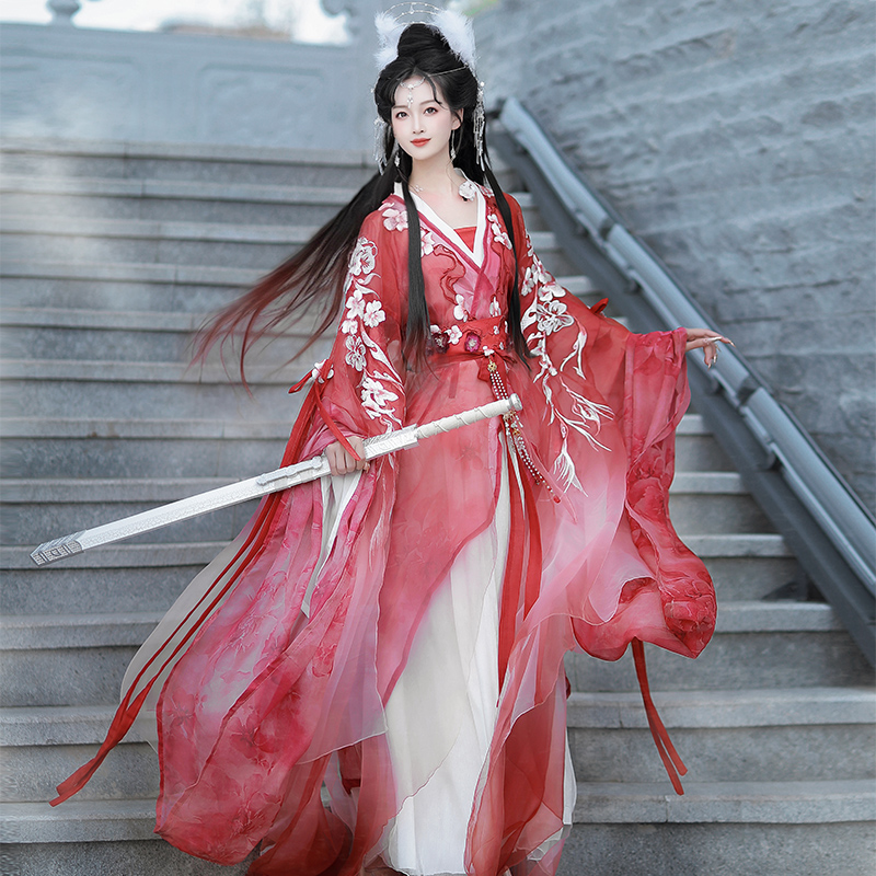 汉旭原创汉服女【梅映春雪】仙女交领齐腰裙仙气加绒保暖披风斗篷