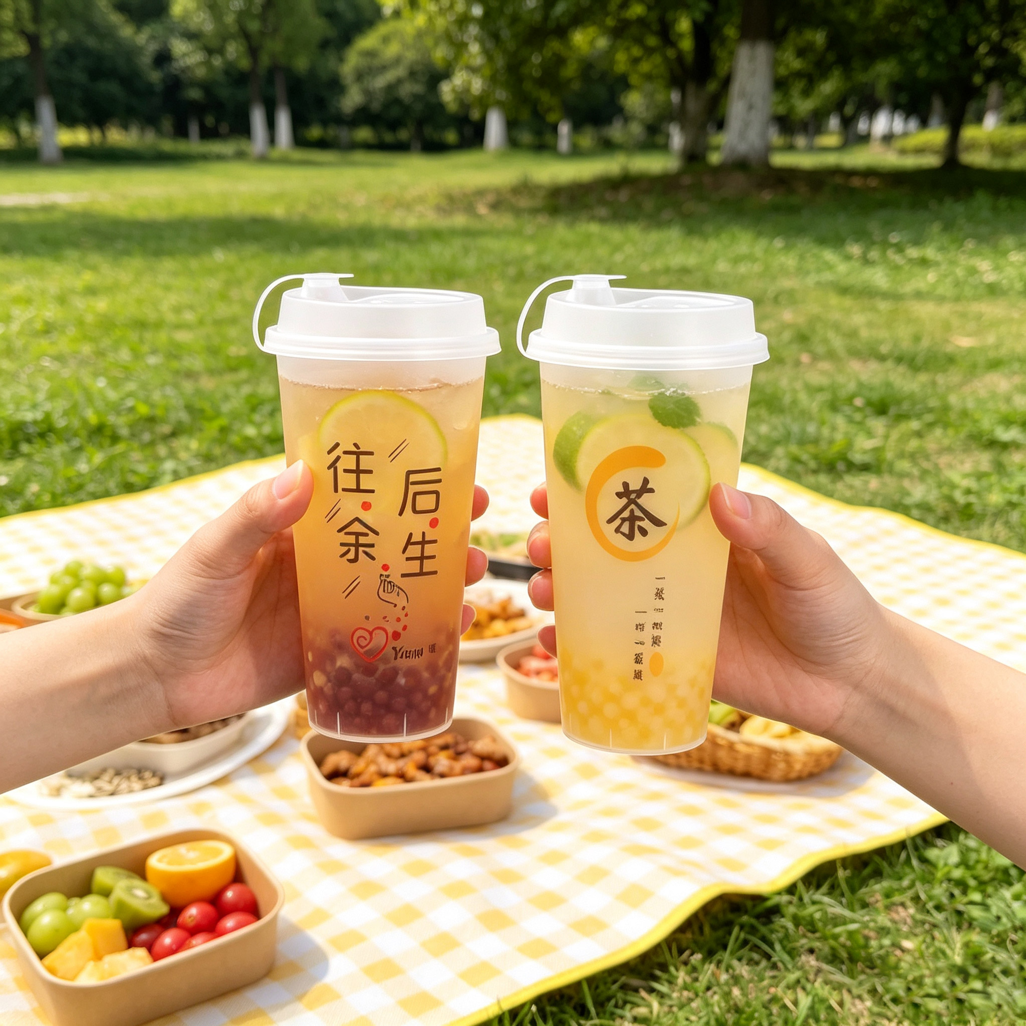 奶茶杯一次性冷热通用杯带盖摆摊柠檬茶酸梅汤打包杯90口pp磨砂杯 图片 3