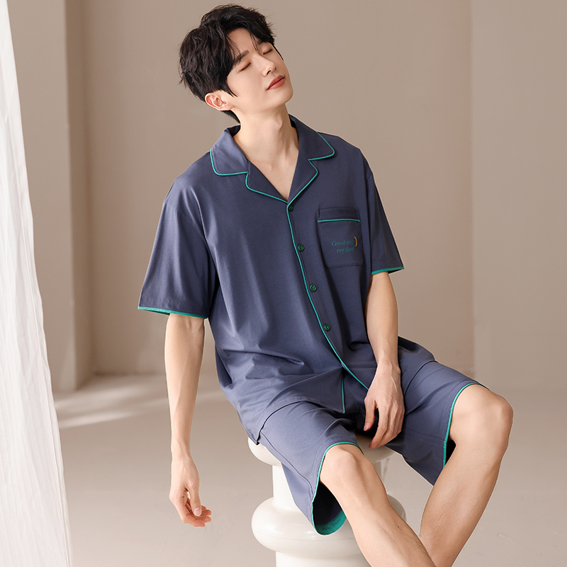YIHAN-夏季新款睡衣男透气凉感莫代尔时尚亲肤休闲男士家居服套装