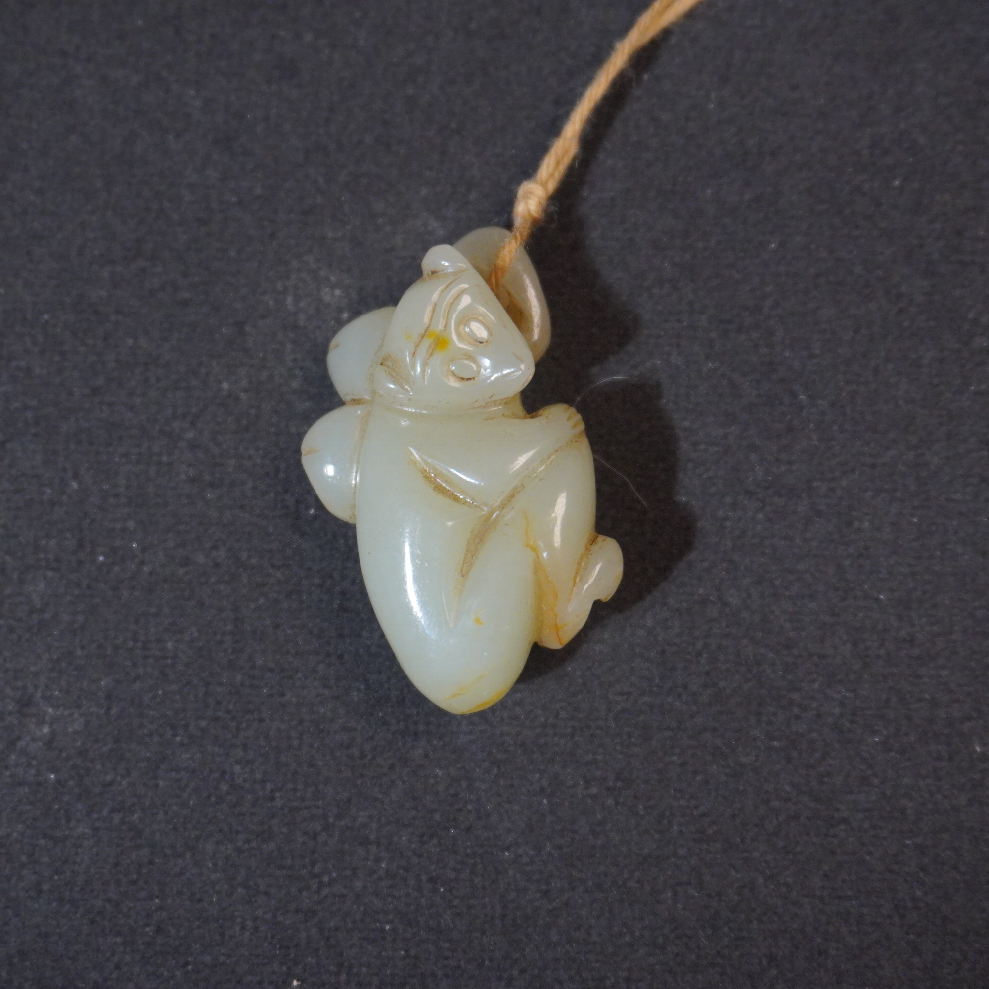 2SE363 清 和田玉灵猴吊坠