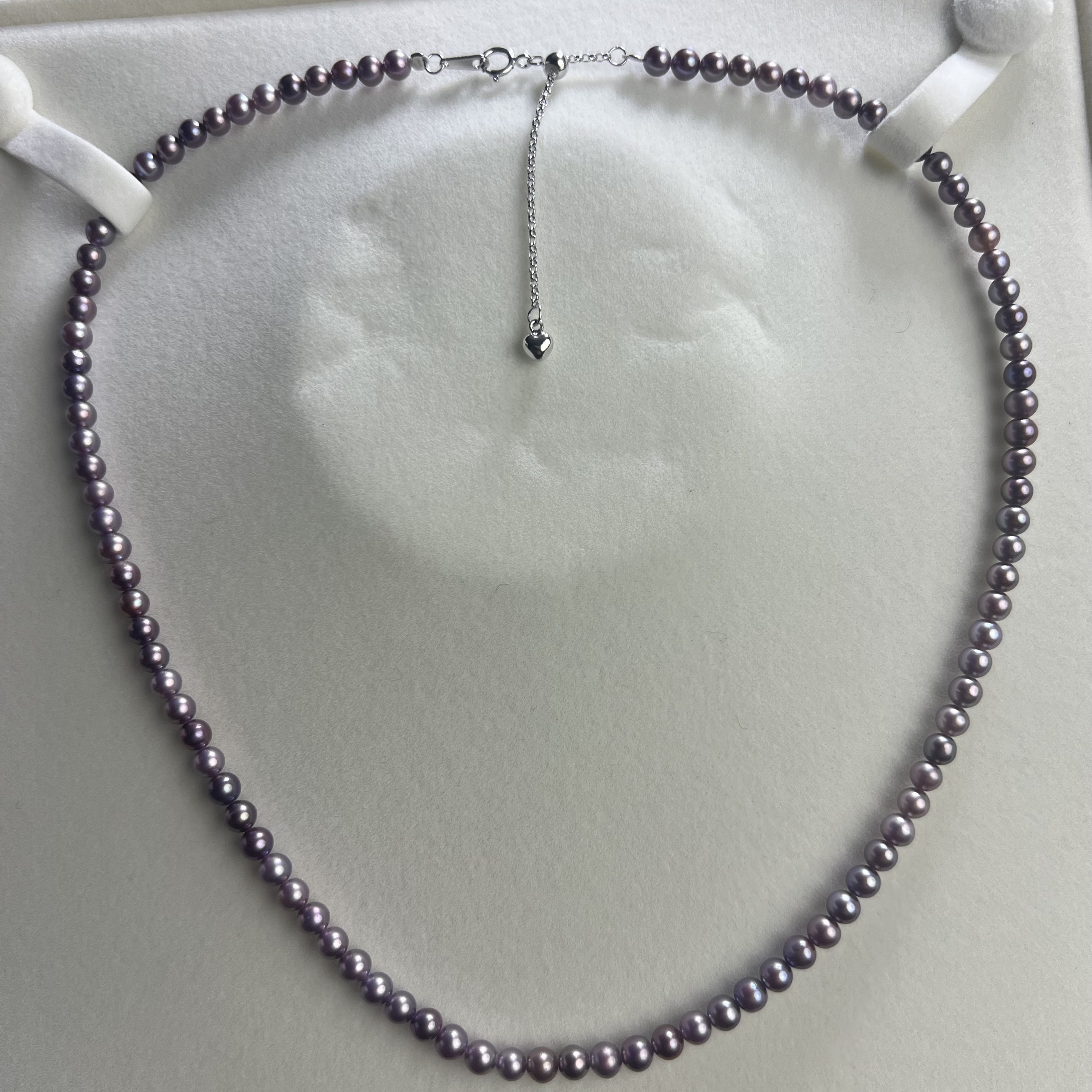 【小乐甄选】 S925银 淡水珍珠珍珠妖紫小米珠项链 4- 5mm E303