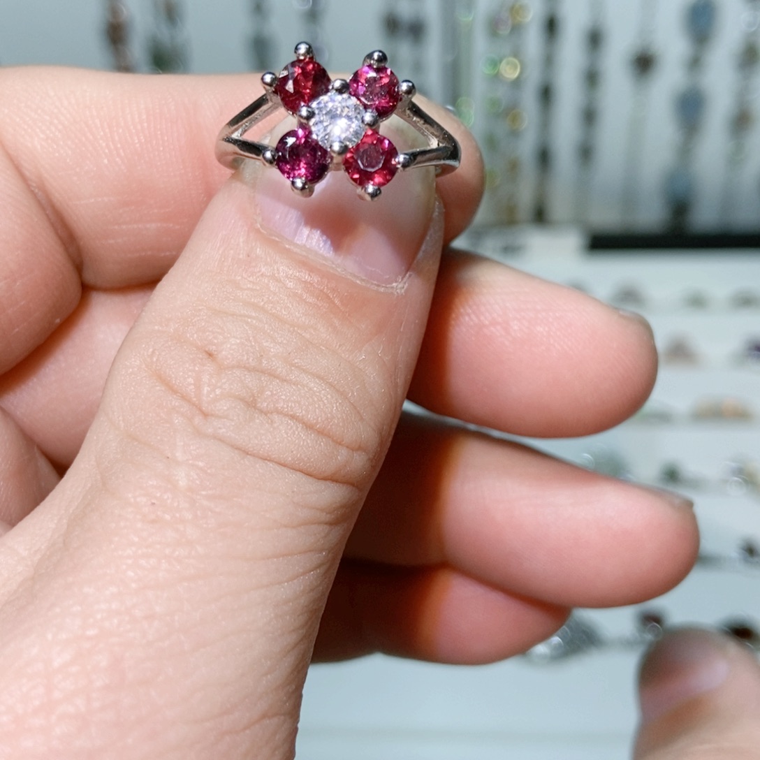 绿水晶戒指银S925镶嵌