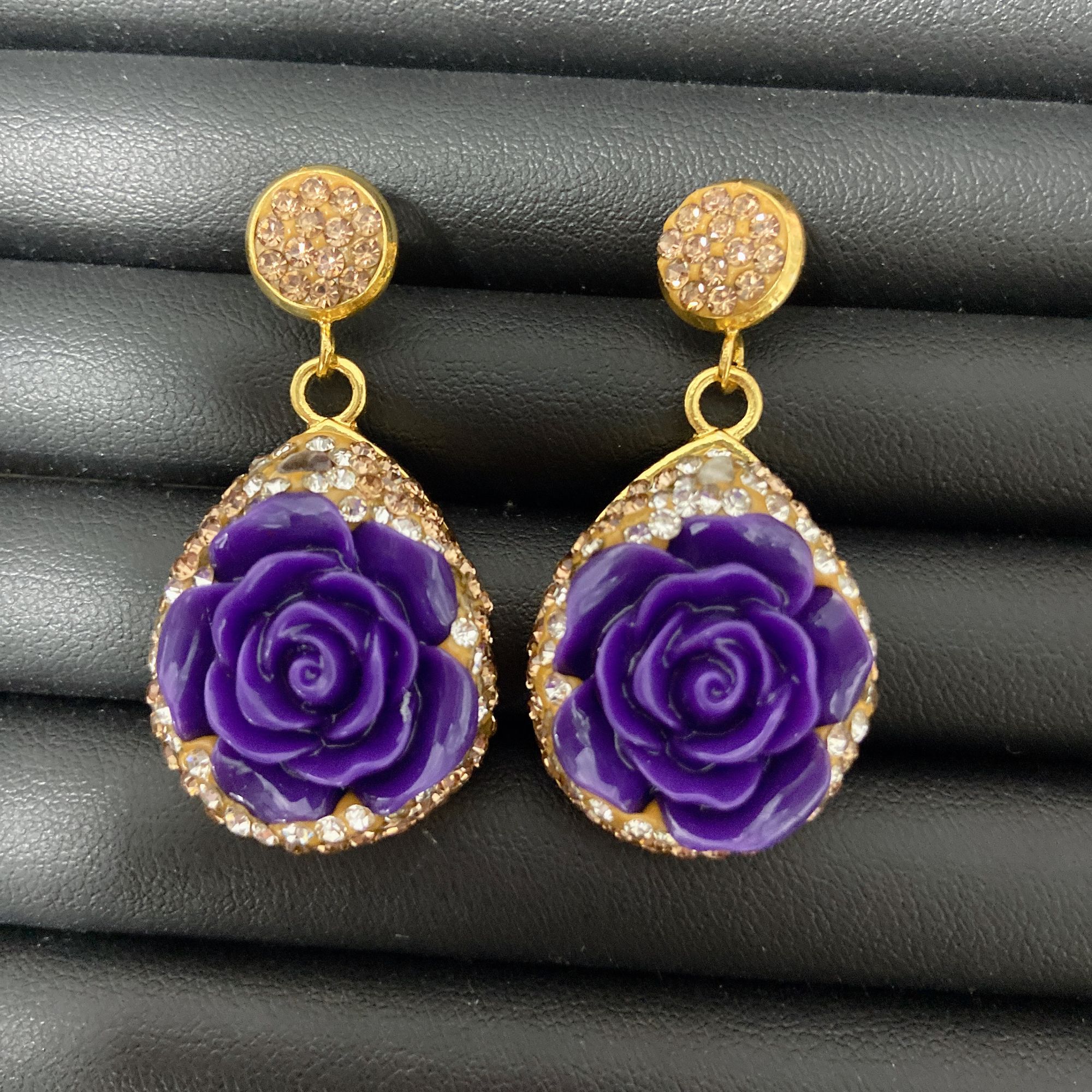 铜合金耳饰 紫色精致欧美优雅气质耳环时尚吊坠复古/轻奢-5654