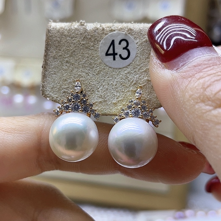 淡水珍珠耳饰银S925镶嵌