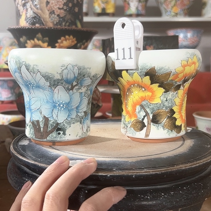 景德镇手绘花盆 满38包邮