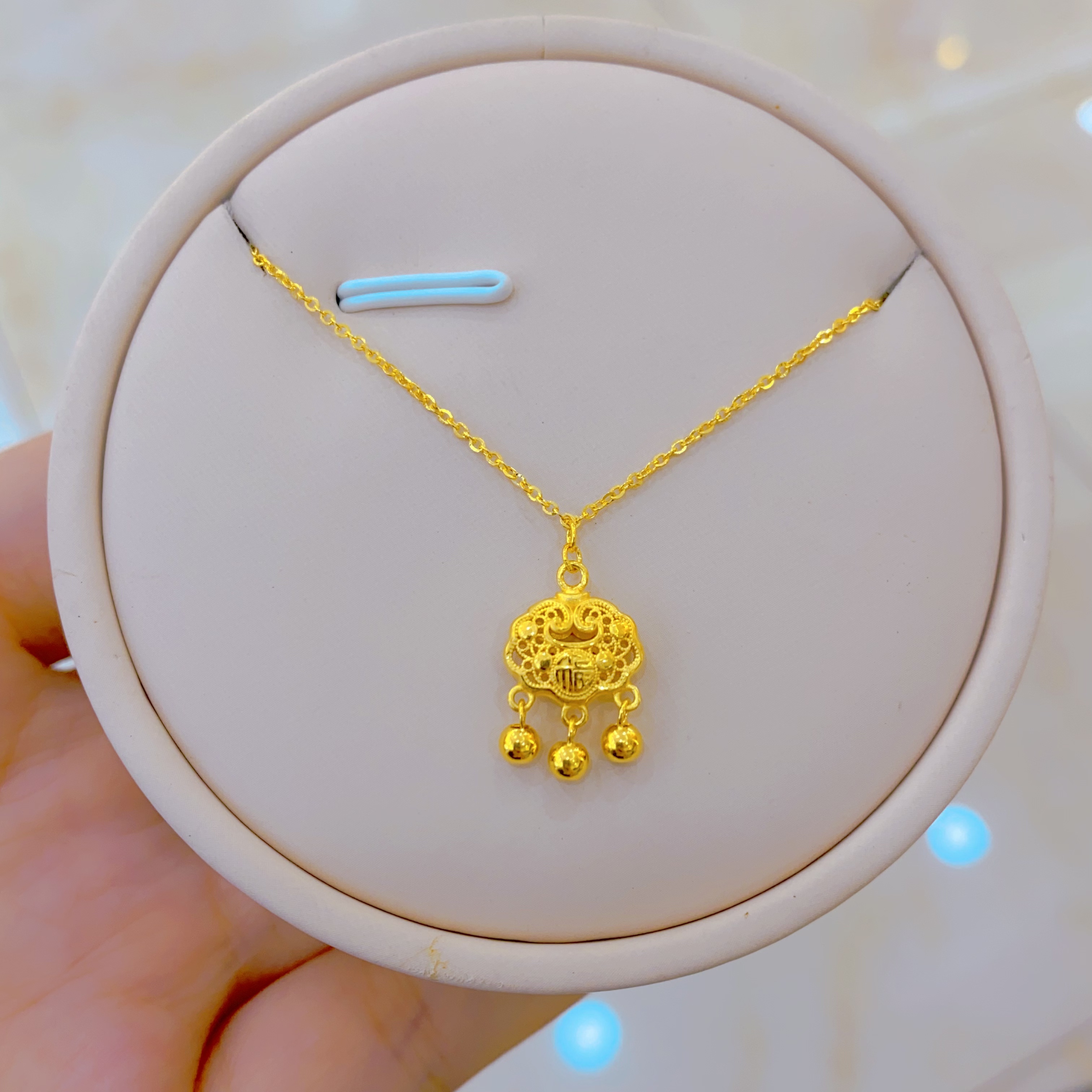 足金999平安锁时尚套链3.36g