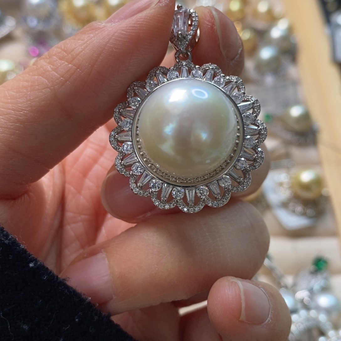 海水珍珠颈饰银S925镶嵌