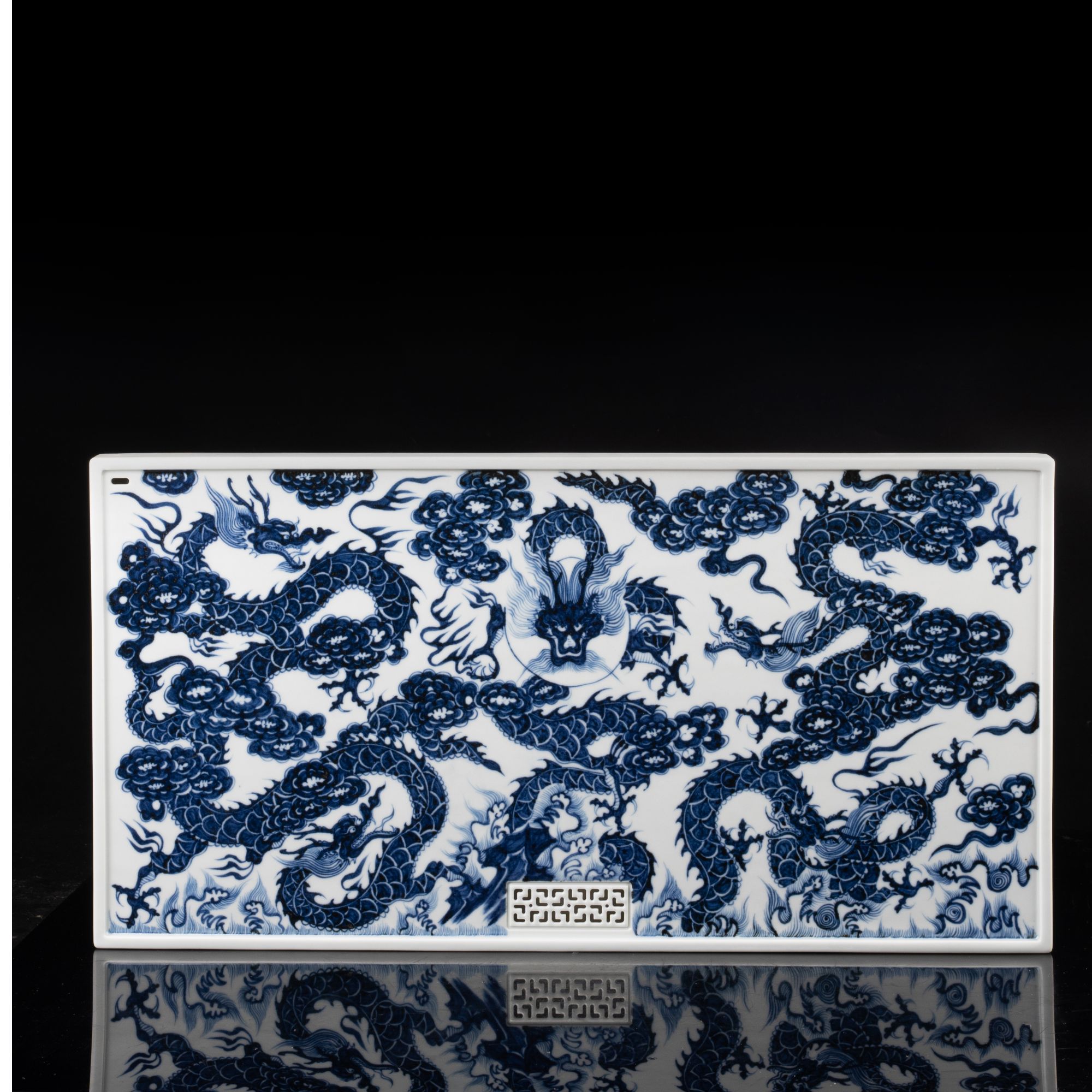 汤嘉禾窑 元青花铠甲龙纹干泡台茶具 26cm*50cm