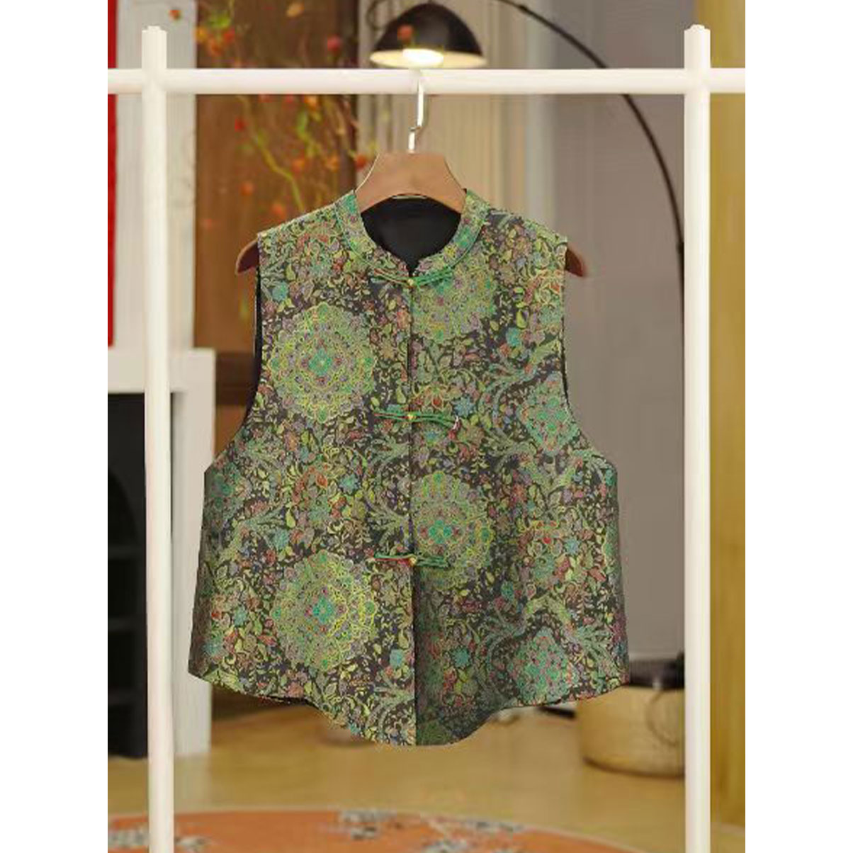 [孔雀]2025新中式国风秋季开衫马甲上衣2262