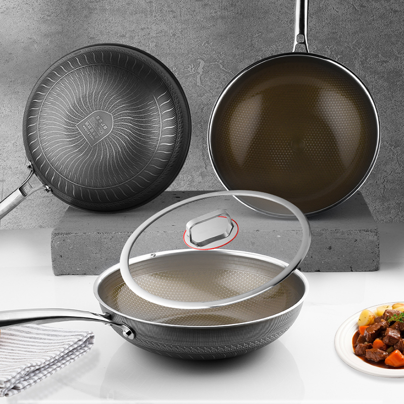 全新升级0涂层不粘钛悬浮大号34cm炒锅 电磁炉全灶具通用