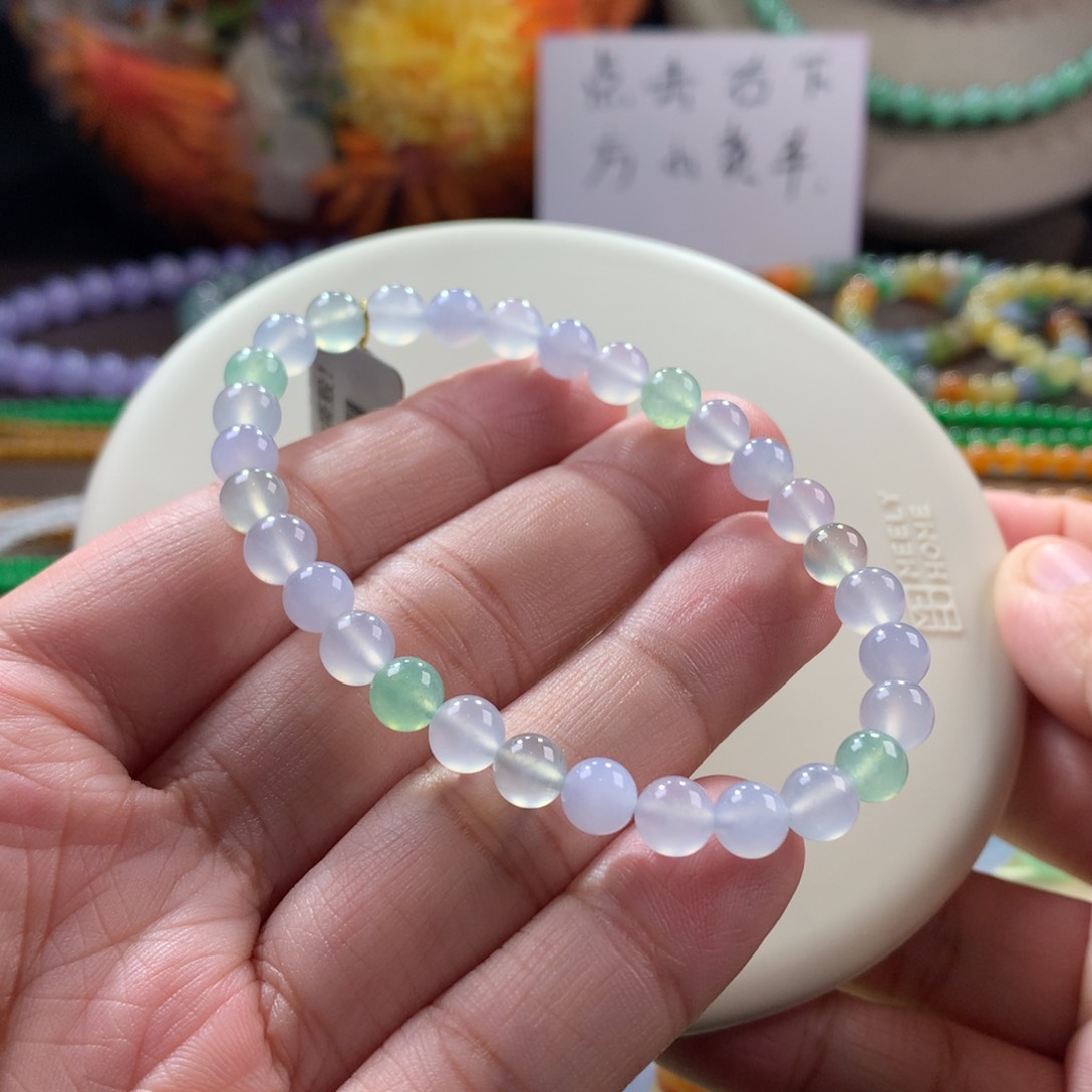 翡翠手链未镶嵌木那冰胶马卡龙手串