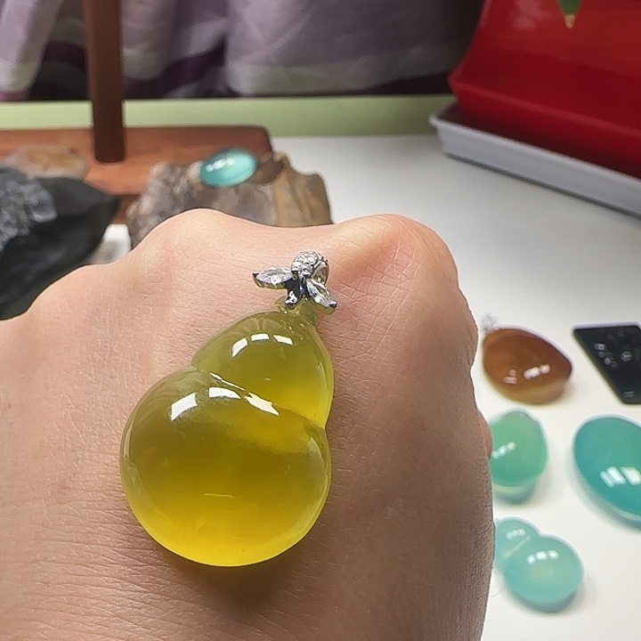 大***喵岫玉银S925镶嵌吊坠(不含链)