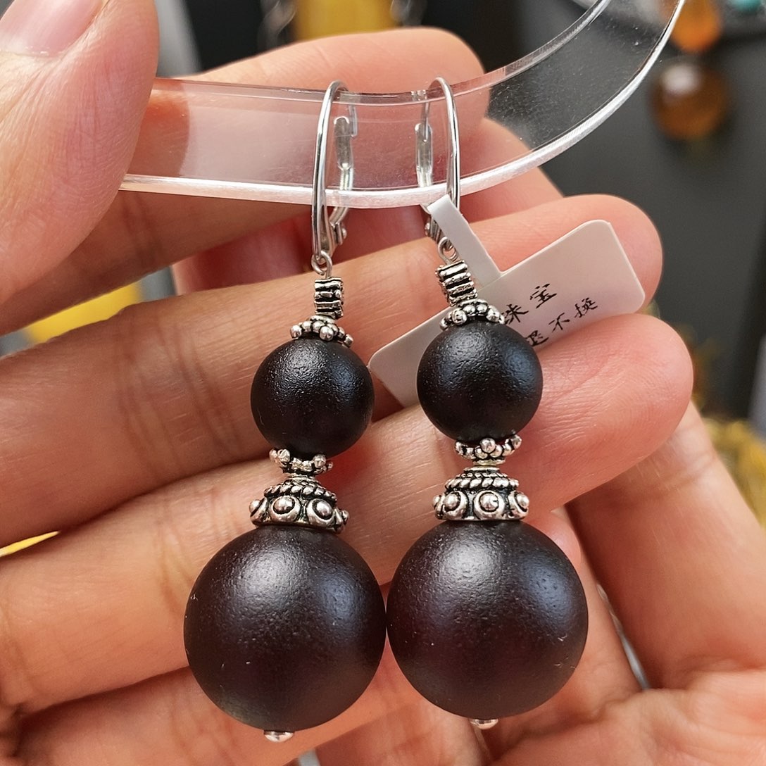 琥珀未镶嵌耳饰耳环