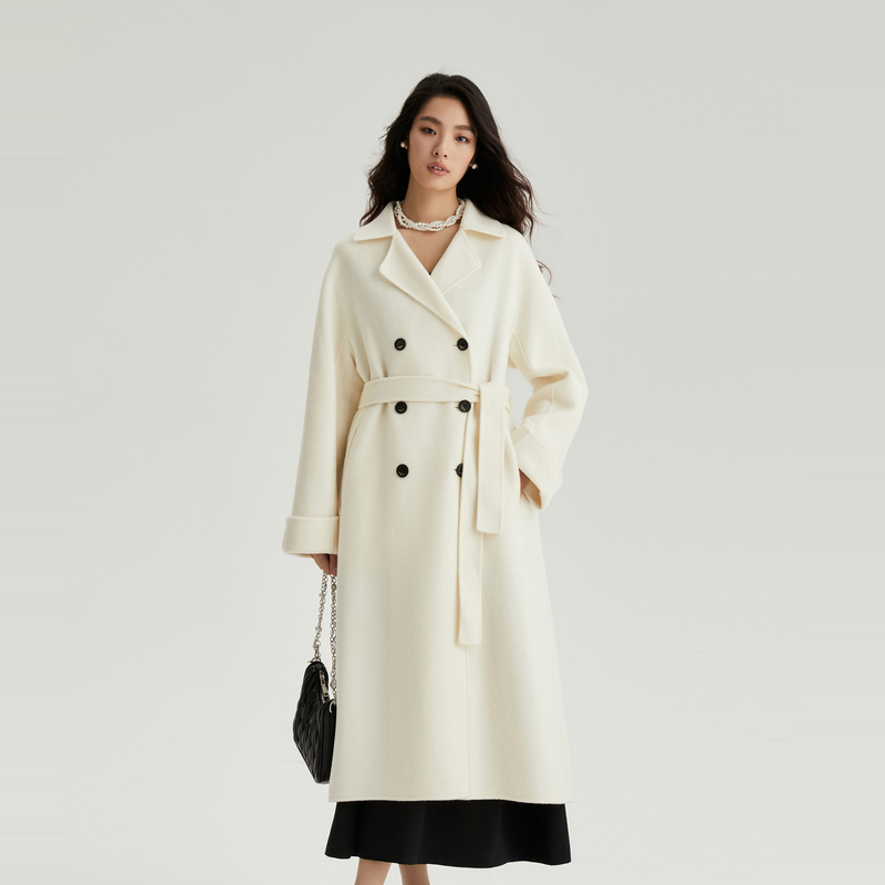 OBEG欧碧倩时尚双排扣超长大衣10464058