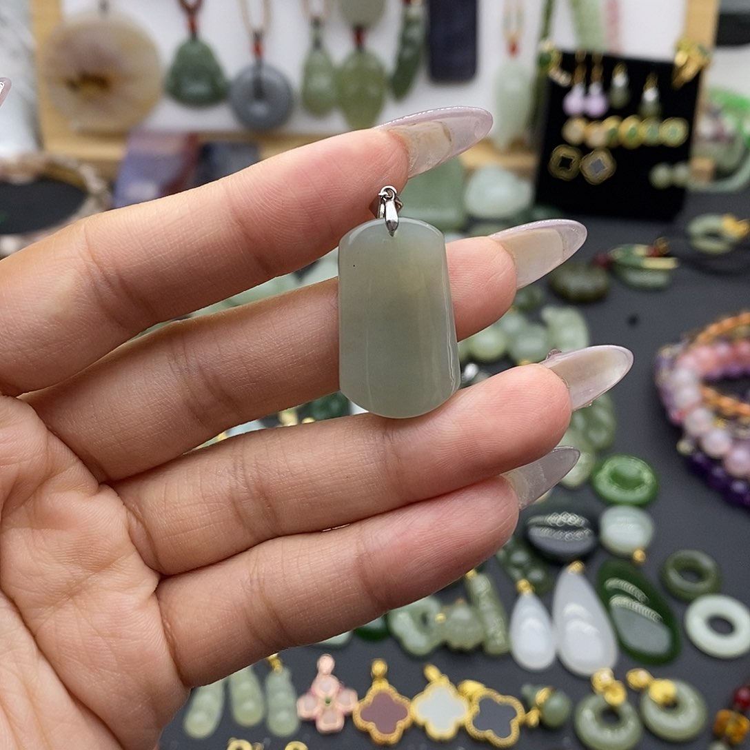 和田玉吊坠(不含链)银S925镶嵌