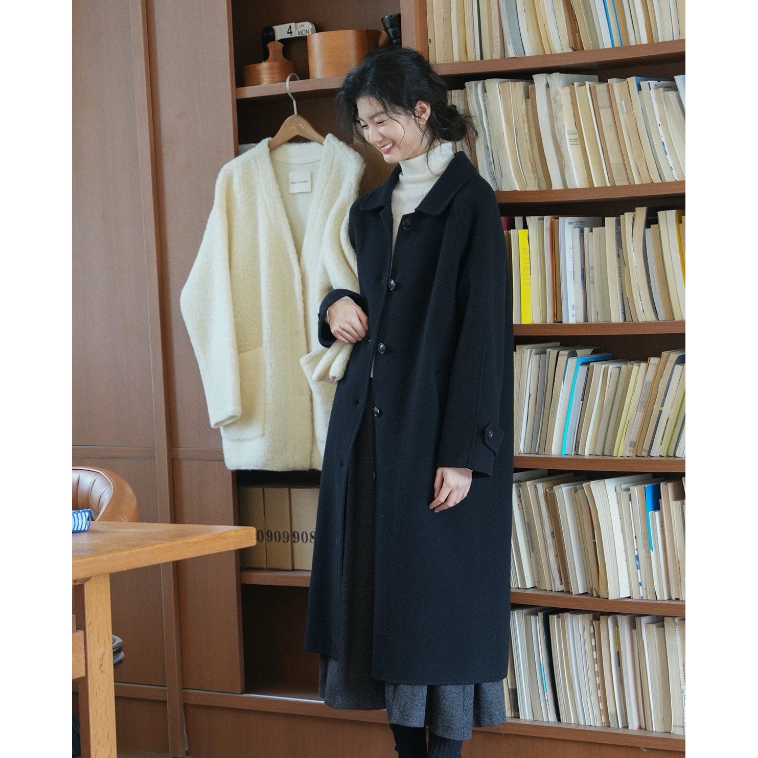 0332 M大衣女秋冬高级双面呢外套单排扣8238