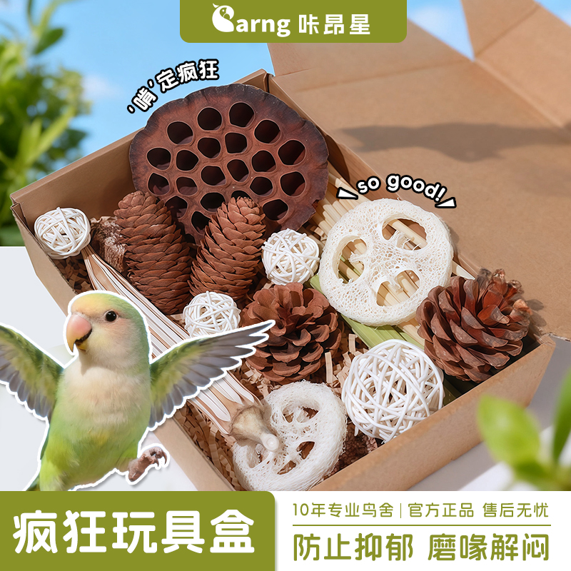 咔昂星鹦鹉啃咬玩具大礼包装饰和尚牡丹玄凤磨嘴藤球通草球松果