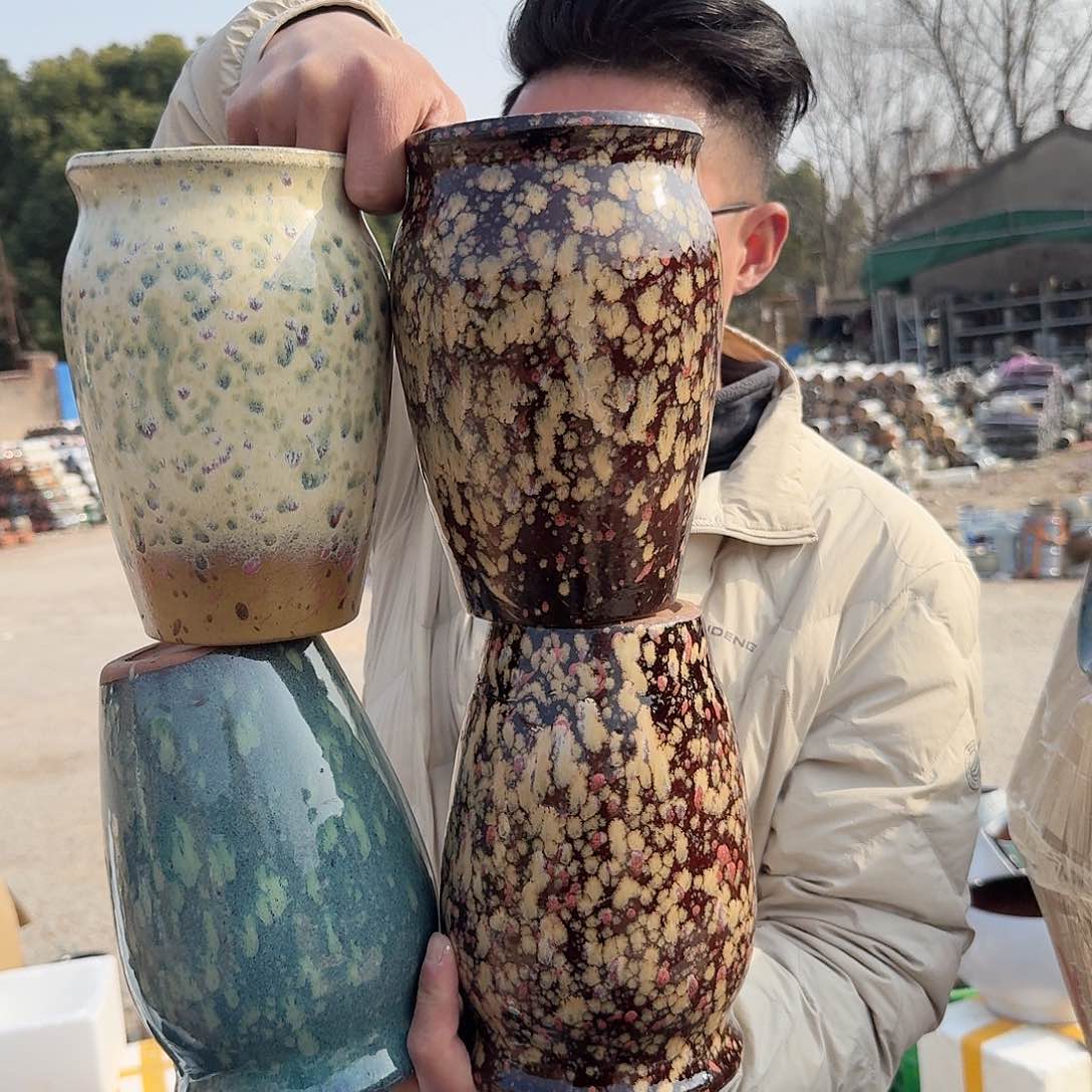 紫砂花盆口13高20（四个老庄