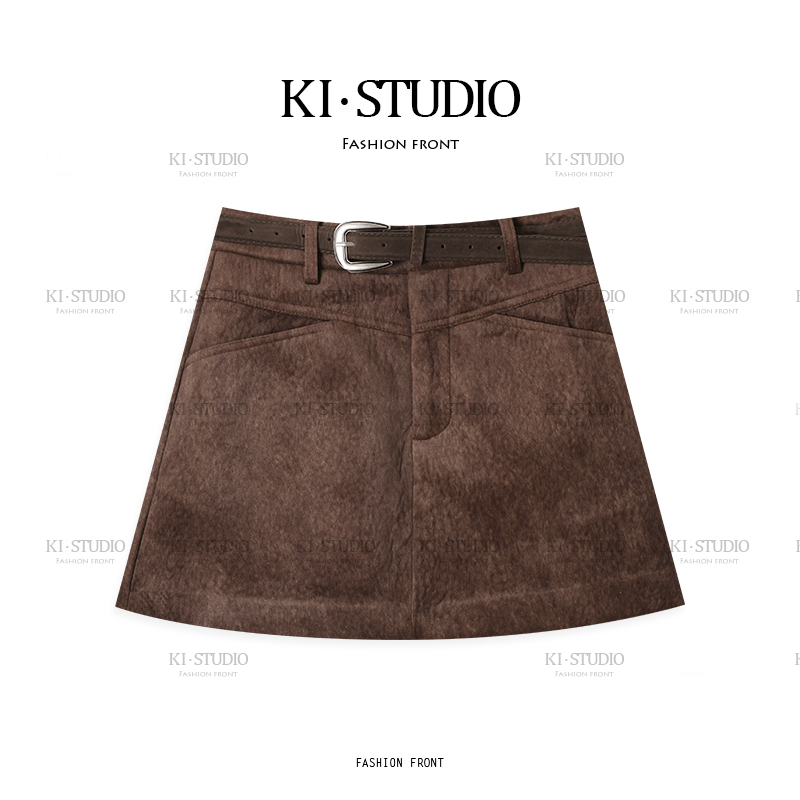 （送腰带）短裙女冬季流行新款轻奢a字裙百搭显瘦半身裙KI-11T00092